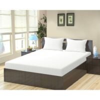 Stripe Microfiber White Fitted Sheet Queen 150x200 cm