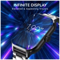 Elevate 1.99" Infinite Display Smartwatch, IP67 Water&Dust Resistance, Compatible with Android & iOS, BT Calling, Health Suite, Multi Sports Mode, Multi Watch Faces, AI Voice Assistance, Metal Gold