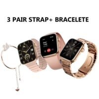 Haino Teko G9 Mini Rose Gold Edition Ladies Smart Watch with Three Set Strap and Stylish Bracelet Combo
