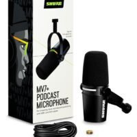 Shure Podcast Microphone, Enhanced Audio, LED Touch Panel, USB-C & XLR Outputs, Auto Level Mode, Digital Pop Filter, Reverb Effects, Podcasting, Streaming, Recording MV7+K Black