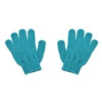 Generic 2pcs glove to exfoliate the body and remove dead skin Blue
