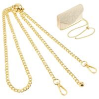 MileMelo 2Pcs Purse Chain Strap, 120cm Handbag Chain Strap with Small Ball Adjustment Buckle, Purse Cross Body Replacement Strap for Women Bag Purse Gold