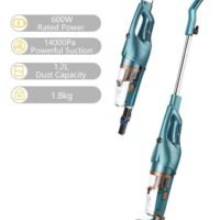 Portable Corded Upright and Mini Handheld Vacuum Cleaner, Stainless Steel Filter with Flexible 180° Rotation Swivel Steering Design Light weight 600 W DX900 green