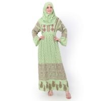 HANA & SARA EMBROIDERED AND PRINTED WITH BELT LONG VISCOSE ARABIC JALABIYA DRESS