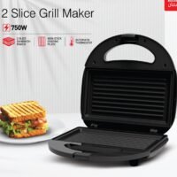 2-Slice Grill Maker, Non-Stick Plates for Easy Release and Quick Cleanup, Adjustable Temperature With Power Indicator 750 W OMGM7013 Black