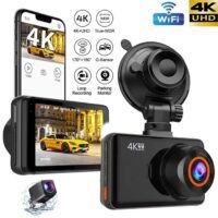 Generic 4K WiFi Dash Cam for Cars Front and Rear Dual Lens Auto Dash Cam Time-lapse Video Built-in Wifi Support 24H Parking Monitor with Night Vision