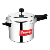 Prestige Popular 5 Ltr Pressure Cooker Aluminium Cooker Thick Alpha Base Sturdy Handles PEE_10013_SIR Silver 5Liters