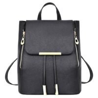 Bluelans Faux Leather School Backpack Black