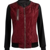 OUTAD Vintage Classic Style Long Sleeve Biker Jacket Red/Black