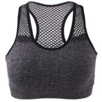 OUTAD Wireless Mesh Quick-Dry Sports Bra Grey