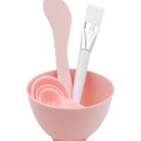 Generic 6-Piece Makeup Bowl And Brush Set Peach/White/Silver