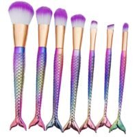 Generic 7-Piece Mermaid Shape Makeup Brush Set Multicolour
