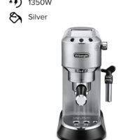 Dedica Coffee Machine, Barista Pump Espresso and Cappuccino Maker, Ground Coffee and ESE Pods can be used, Milk Frother for Latte Macchiato and more, 1.1 L 1350 W EC685.M Silver