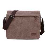 Generic Zipper Closure Canvas Messenger Bag Brown