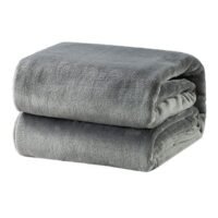 Fabienne Premium Quality Long Lasting Super Soft Easy Care Bed Blanket Light Weight Washable Plain Single Blanket Flannel Grey 150x200cm