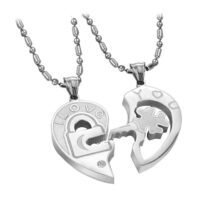 Generic Titanium Stainless Steel Heart Shaped Pendant Necklaces