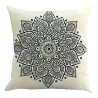 Sharpdo Floral Printed Pillow Cover Linen White/Black