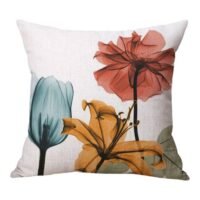 Sharpdo Floral Printed Pillowcase Linen White/Blue/Red 45x45cm