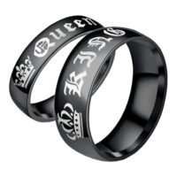 Generic 2-Piece Stainless Steel King Queen Crown Couple Ring Set