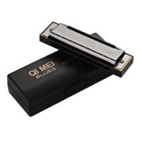 QI MEI 10 Holes Key Of C Blues Harmonica With Cleaning Cloth And Storage Box