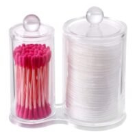 PuTwo Cotton Pad Holder With Swab Jar Clear