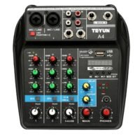 Generic Phantom Power Monitor AUX Paths Plus Effects 4 Channels Audio Mixer With USB
