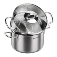 Korkmaz 3-Piece Perla Couscous Casserole Set Silver/Clear 24 x 15.2cm