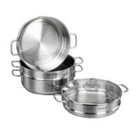 Korkmaz 3-Piece Perla Casserole Manti Set Silver Casserole(5.1), Manti Casserole (4.2)Liters