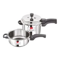 2-Piece Induction Bottom Pressure Cooker Silver/Black