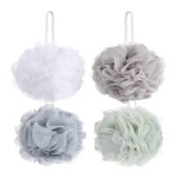 Tbestmax 4-Piece Mesh Pouf Bath Loofah Multicolour 27.4x19x7cm
