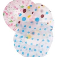Generic 3-Piece Printed Shower Cap White/Blue/Pink 20x20cm