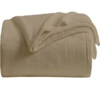 Noon East Lightweight Summer Blanket King Size 310 GSM Extra Soft Fleece All Season Blanket Bed And Sofa Throw 220 X 230 Cms Beige Beige 220 X 230cm