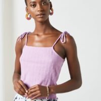 PIECES Tie-Up Strap Blouse Purple