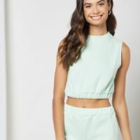 Sivvi x GenM Sleeveless Fleece Crop Top Green