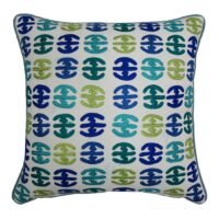 Noon East Decorative Cushion - 100% Cotton Cover Microfiber Infill - Embroidery Bedroom Or Living Room Decoration White/Ocean Blue/Green 45 x 45cm