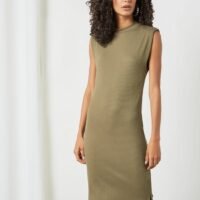 PIECES Shoulder Pad Midi Dress Green