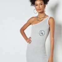 Sivvi x GenM One Shoulder Mini Dress Grey