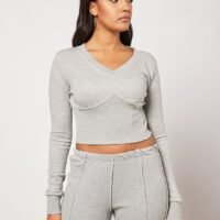 Sivvi x D'Atelier Corset-Style Crop Top Grey
