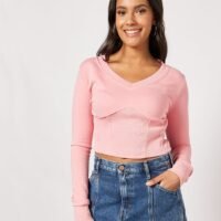 Sivvi x D'Atelier Corset-Style Crop Top Pink