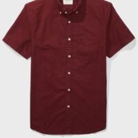 American Eagle Essential Short Sleeve Shirt Burgundy