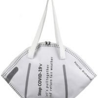 Generic Stop Covid-19 Mask Design Bucket Bag White/Grey/Black