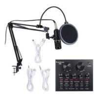Generic Multifunctional Sound Card and BM800 Suspension Microphone Kit I-5570B Black