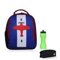 LIONBONE Aeroplane printed Polyester Kids Backpack with zip closure Ideal for 4-6 years age group, Plastic Sipper And Polyester Pouch Multicolour