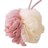 Generic Shower Soft Mesh Foaming Sponge Pink/Off White 10x10cm