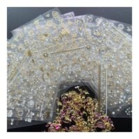 Alfa.life 20-Sheets 3D Diamond Design Luxury Self-Adhesive Decals Customized Metalic Nail Art Sticker Golden