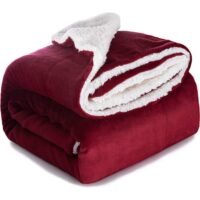 Fabienne Reversible Soft Sherpa Bed Blanket Fleece Maroon 220x240cm