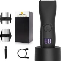 Rock Pow Electric Below-The-Belt Trimmers Built For Men Groin Trimmer Body Hair Clippers Showerproof Body Groomer Waterproof Groin And Body Shaver With Universal USB Charging Black 1