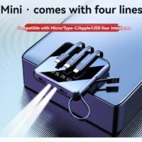 Generic The New Model Comes With Four-wire Full Mirror Digital Display Power Bank 10000 Mah Large Capacity Portable Power Bank (Black)