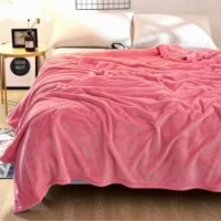 Fabienne King Size Silky Plain Microfiber Bed Blanket Flannel Pink