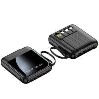 Generic Digital Display Charging Treasure Is Compact And Portable With Four Usb Cables, 10000 Mah, Universal Mini Mobile Power Supply For All Mobile Phones And Tablets, Large Digital Display Screen Black